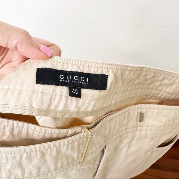 Gucci Tan Khaki Chino Pants Trousers Vintage Classic Size 40/8 - Picture 9 of 10